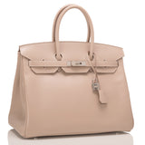 Hermes Argile Tadelakt Birkin 35cm Guilloche Palladium Hardware