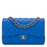 Chanel Blue Quilted Lambskin Jumbo Classic Double Flap Bag