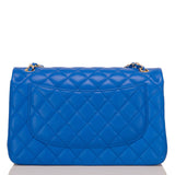 Chanel Blue Quilted Lambskin Jumbo Classic Double Flap Bag