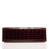 Hermes Bordeaux Shiny Alligator Mini Kelly Pochette