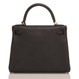Hermes Black Clemence Kelly 28cm Palladium Hardware
