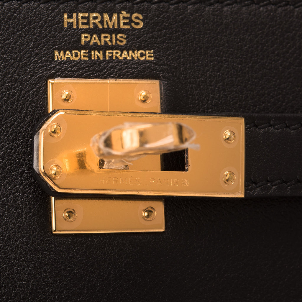 Hermes Black Swift Kelly 25cm Gold Hardware