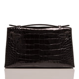 Hermes Black Shiny Alligator Mini Kelly Pochette