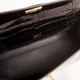 Hermes Black Shiny Alligator Mini Kelly Pochette