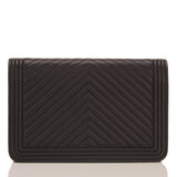 Chanel Black Chevron Quilted Lambskin Boy Wallet On Chain (WOC)