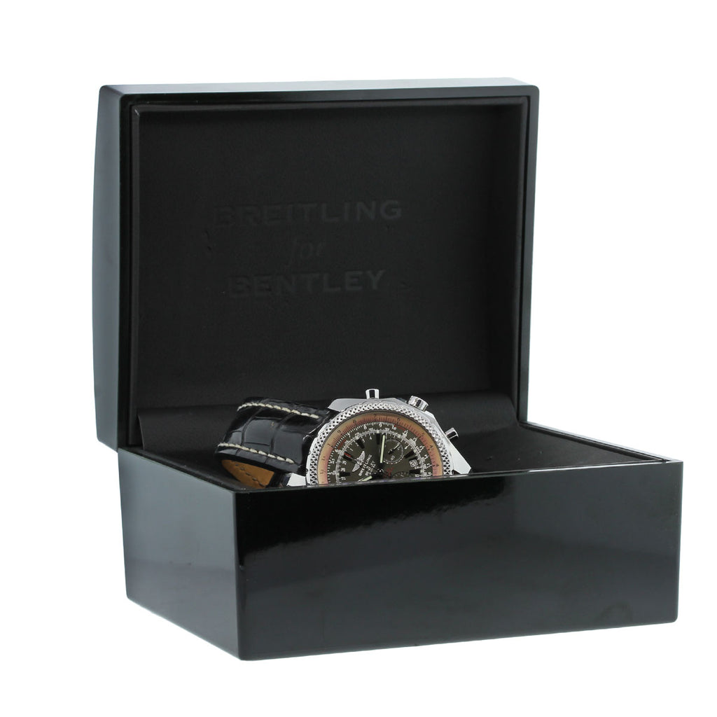 BREITLING FOR BENTLEY A25362 BLACK DIAL ON LEATHER WATCH