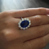 PLATINUM SAPPHIRE AND 1.88CTW DIAMOND RING