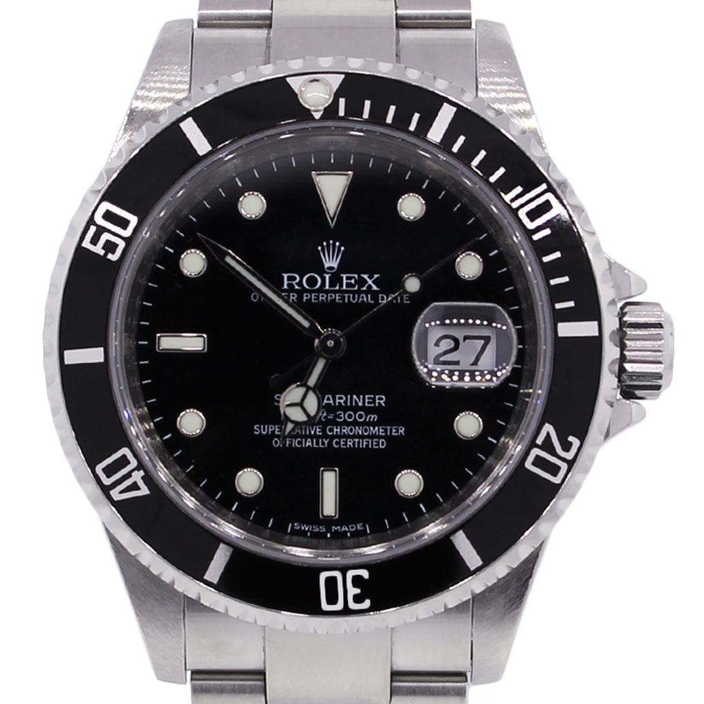 ROLEX 16610 STAINLESS STEEL BLACK DIAL WATCH