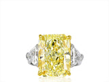 10.03 ct Radiant Cut Canary FY SI1 GIA Diamond Stone Ring