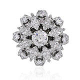 14K TWO TONE 2.5CTW ROUND DIAMOND AND MARQUISE CLUSTER RING