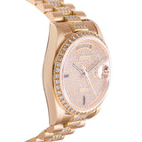 ALL FACTORY ROLEX DAY-DATE REF. #18048 WITH RARE SAPPHIRE & DIAMOND DIAL