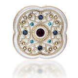 Byzantine-Style Cocktail Ring in 18kt Gold Vermeil With Swarovski Crystals