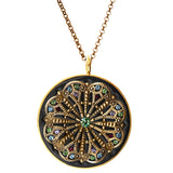 Black Byzantine Style Pendant in Silver,Gold Vermeil and Swarovski Crystals