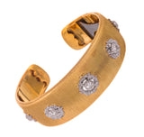 BUCCELLATI DIAMOND-CLUSTER FLORENTINE FINISHED CUFF BRACELET