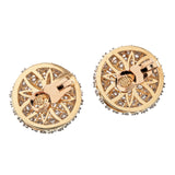 LARGE DIAMOND DOME YELLOW GOLD EARRINGS