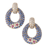 CONTEMPORARY SAPPHIRE, RUBY AND DIAMOND DROP EARRINGS