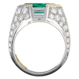 CONTEMPORARY HAND MADE MARQUISE EMERALD AND DIAMOND RING