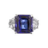 11.50 CARAT TANZANITE & HALF MOON DIAMOND RING