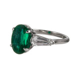 3.49 CARAT OVAL EMERALD & KITE DIAMOND RING