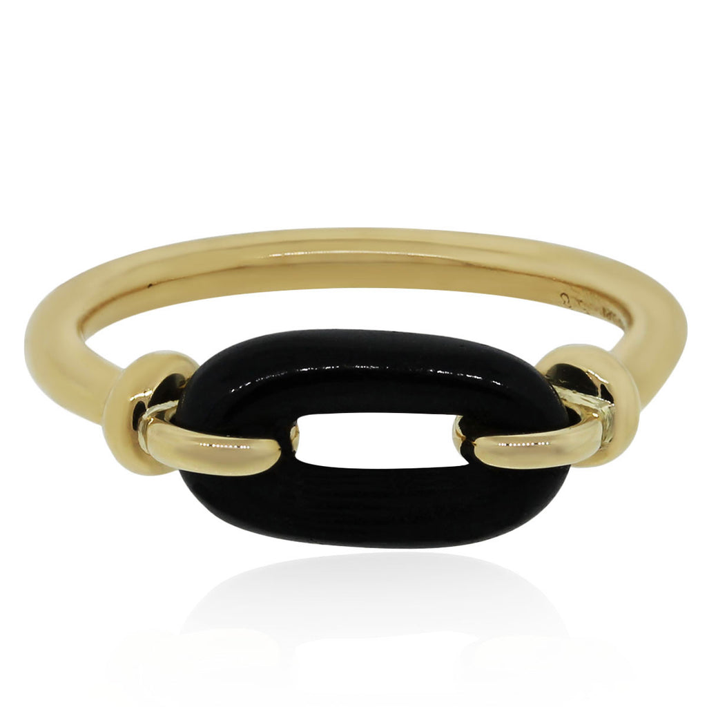 CARTIER 18K YELLOW GOLD OVAL ONYX RING