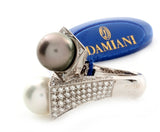 Damiani Diamond Black and White Pearl Ring \"Mikawa\" 18K White Gold