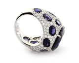 Asprey of London Diamonds and Iolite Ring and Earring Jewelry Set 18K White Gold