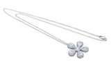 Necklace with Diamond Flower Pendant 18K White Gold