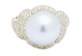 Henry Dunay Pearl Diamond Pave 18K Yellow Gold Ring