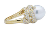Henry Dunay Pearl Diamond Pave 18K Yellow Gold Ring