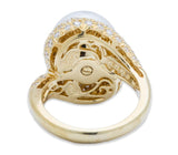 Henry Dunay Pearl and Diamond Pave Ring 18K Yellow Gold