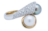 Pearl and Diamond Ring 18K Yellow and White Gold