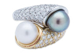 Pearl and Diamond Ring 18K Yellow and White Gold