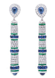 de Grisogono Diamond Sapphire and Emerald Earrings 18K White Gold
