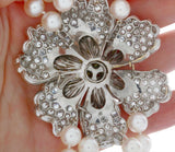 Hammerman Brothers Diamonds and Pearl Flower Bracelet 18K White Gold