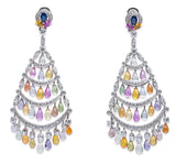 Graff Multicolor Briolettes Sapphires and Diamonds Chandaler Earrings.