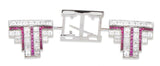 Diamond and Ruby Art Deco Brooch Platinum