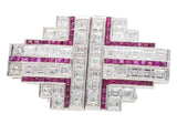 Diamond and Ruby Art Deco Brooch Platinum