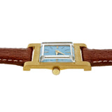 1950’s Jules Jurgensen 18k Gold Tank Strap Watch Custom Colored Turquoise Dial