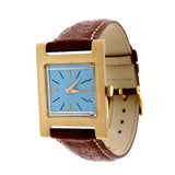 1950’s Jules Jurgensen 18k Gold Tank Strap Watch Custom Colored Turquoise Dial