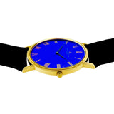 Baume & Mercier Ultra Thin 18k Gold Watch Quartz Custom Color Royal Blue Dial