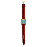 1950’s Jules Jurgensen 18k Gold Tank Strap Watch Custom Colored Turquoise Dial