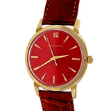 1960 Girard Perregaux Automatic 14k Strap Wrist Watch Custom Colored Red Dial