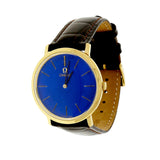 1960 Omega 18k Manual Wind Watch With Custom Colored Shiny Blue Dial