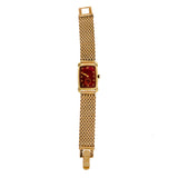Art Deco Restored Vintage 14k Gold Bulova Custom Colored Bright Red Dial