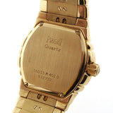 Estate Ladies Piaget 18k Yellow Gold Watch Diamond Bezel Black Dial