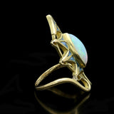 A BEAUTIFUL GOLD, OPAL AND ENAMEL RING BY LALIQUE, c.1899