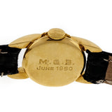 Ladies 1950 18k Gold Gubelin Mid Century Alligator Strap Wrist Watch
