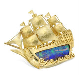 A gold and opal galleon brooch