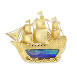 A gold and opal galleon brooch