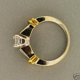 Vintage Estate .81ct Radiant Princess Cut Diamond Platinum 18k Gold Accent Ring